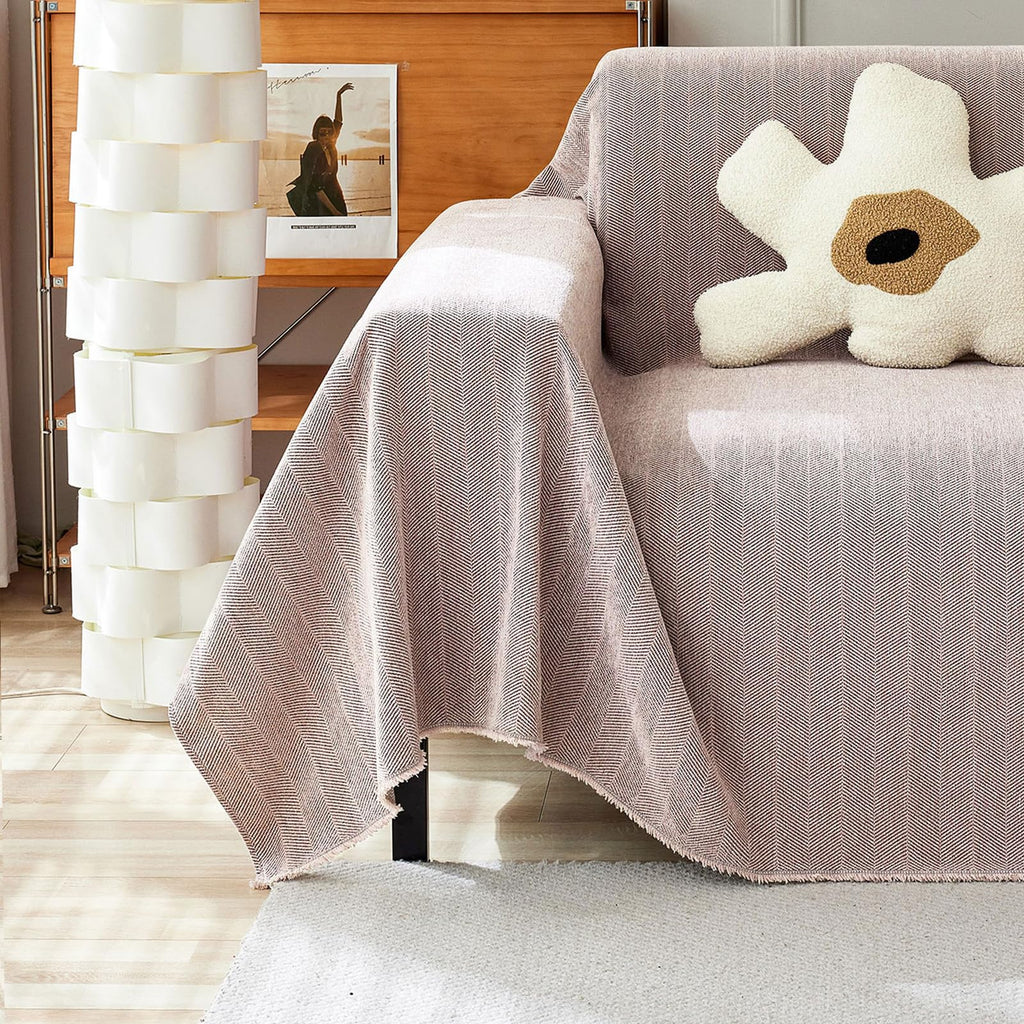 Handontime Soild Couch Covers For Dogs Pink-Purple Sofa Covers Boho Cover For Sofa 3 Seats Chenille Sofa Throw Cover Mauve Sofa Covers For 3 Cushion Couch Tassel Sofa Cover, 91' X150'