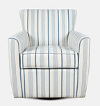 Jofran Blakely Harper Classic Contemporary Swivel Upholstered Accent Chair. Blue Stripe
