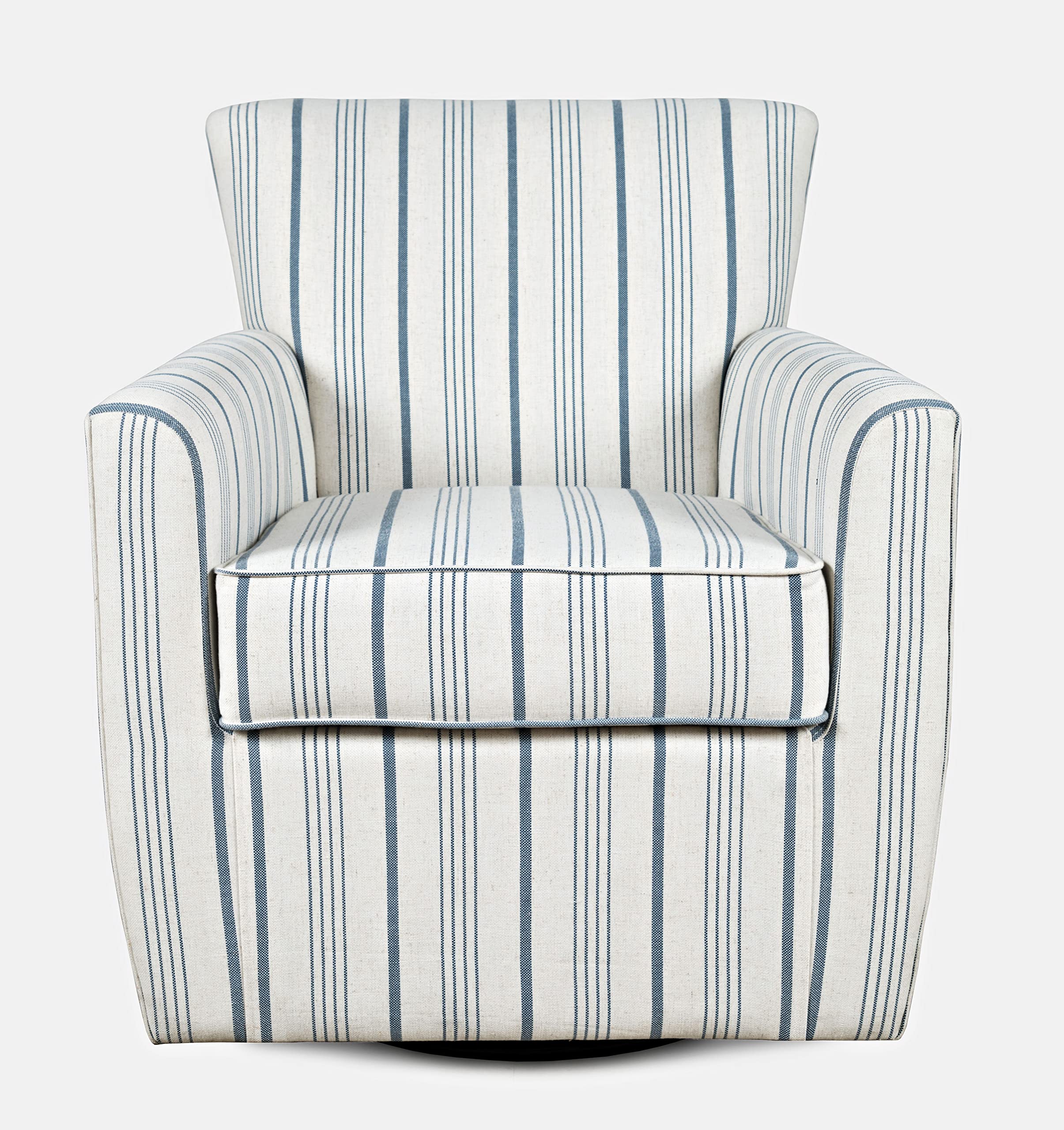 Jofran Blakely Harper Classic Contemporary Swivel Upholstered Accent Chair. Blue Stripe