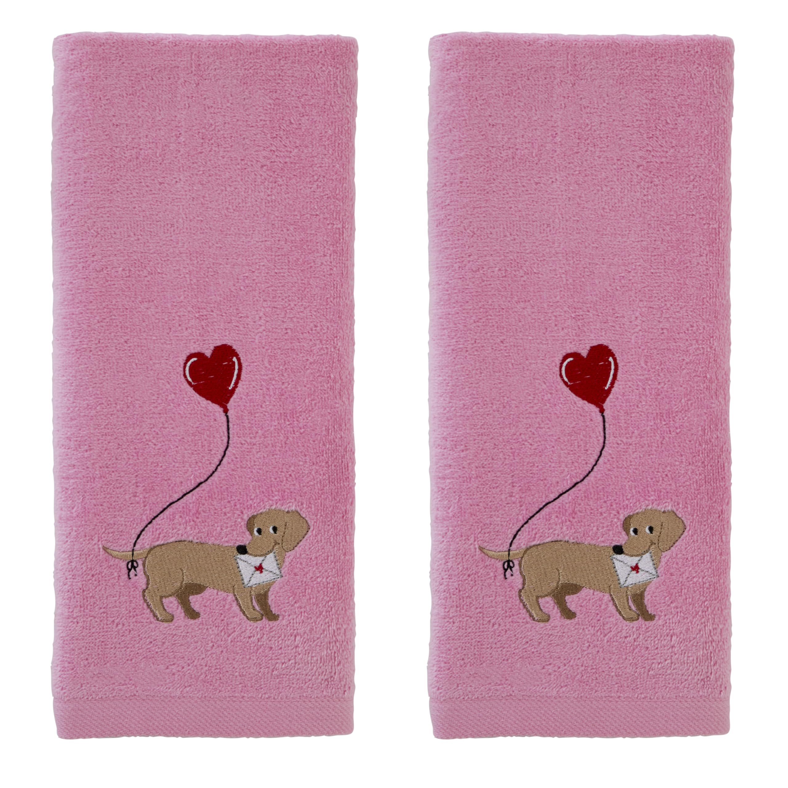 SKL Home Valentine Dachshund Hand Towel Set, 2 Count