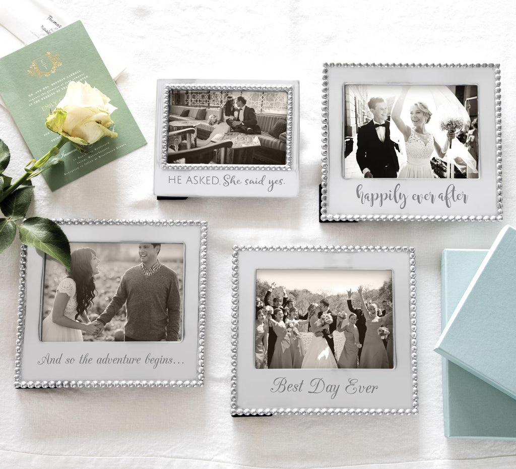 Mariposa ''He Asked. She Said Yes'' Frame, Silver, 4'' X 6''