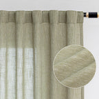 Mysky Home Patio Sage Curtains For Sliding Door, Living Room Curtains & Drapes Soft Farmhouse Window Treatments 90 Inch Length 2 Panels Set Linen Look Semi Sheer Draperies, 50' W X 90' L, Sage Green