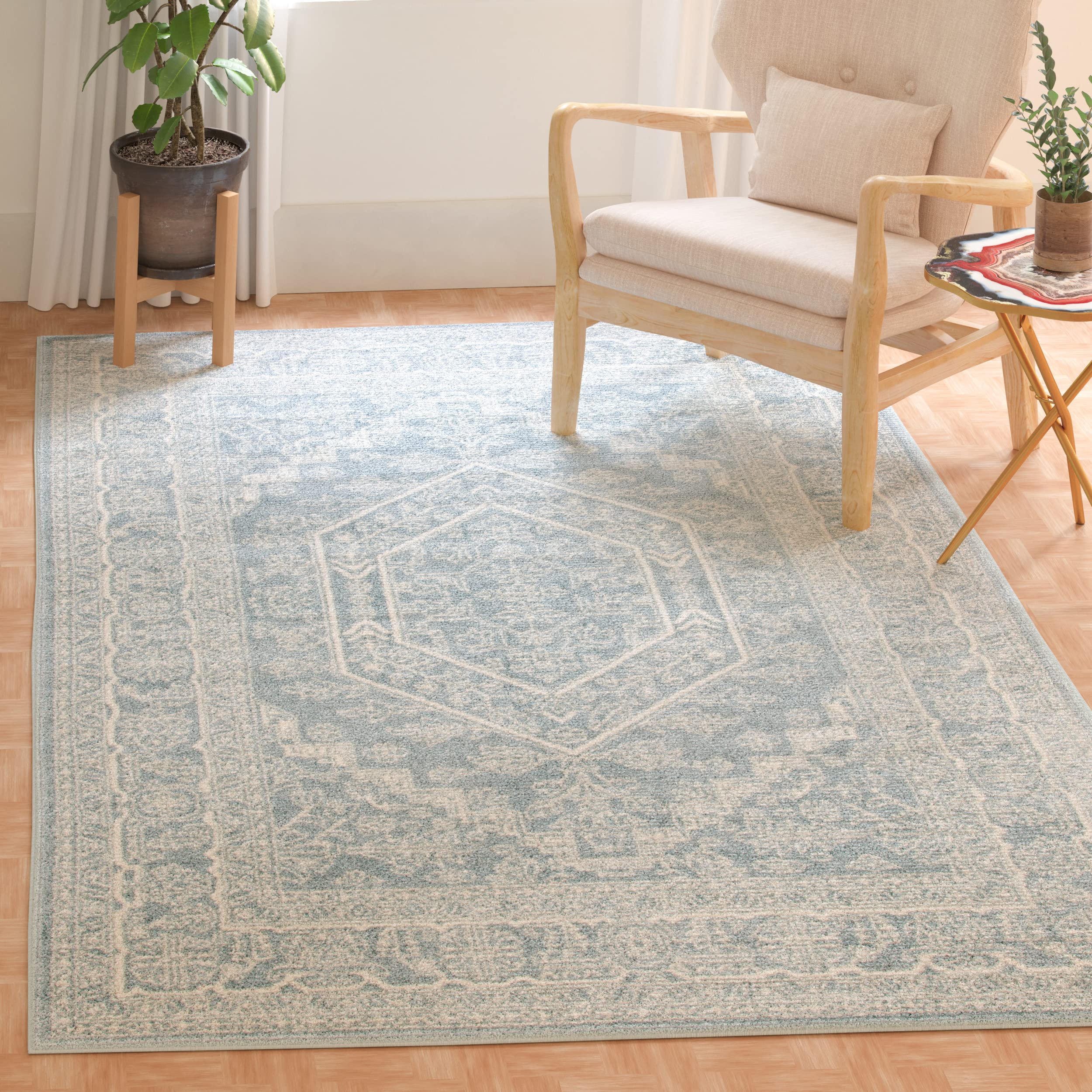 SAFAVIEH Adirondack Collection Accent Rug - 3 x 5, Slate & Ivory, Oriental Medallion Design, Non-Shedding & Easy Care, Ideal f