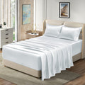 Homiest 4Pcs Extra Deep Pocket Satin Sheets Queen Size Bed Set, 18-24 Inch Deep Pocket Bed Sheets White Satin Sheet Set, Silky S