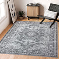 Rugland 8x10 Area Rugs - Stain Resistant Washable Rug, Anti Slip Backing Rugs for Living Room, Vintage Tribal Area Rugs(TPR07-Gr