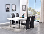 Best Master Furniture Babara Mid-Century Modern Lacquer Gloss Dining Table, White