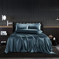 Hommxjf 5Pcs Deep Sea Blue Satin Sheets King Size Sheets Silky Comforter Bedding Sheets With 1 Satin Flat Sheet,1Deep Pocket Fit