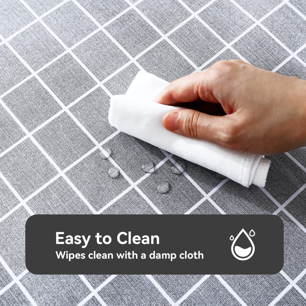Romanstile Rectangle Plastic Tablecloth, 100% Waterproof Oil-Proof Checkered Pvc Table Cloths, Heavy Duty Vinyl Table Covers For Dining, Camping, Picnic, Outdoor - 54 X 78 Inch, Grey