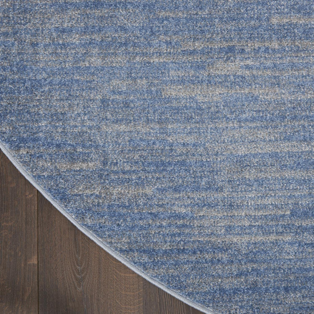 Nourison Essentials Indoor/Outdoor Blue/Grey 6' X Round Area -Rug, Easy -Cleaning, Non Shedding, Bed Room, Living Room, Dining Room, Backyard, Deck, Patio (6 Round)