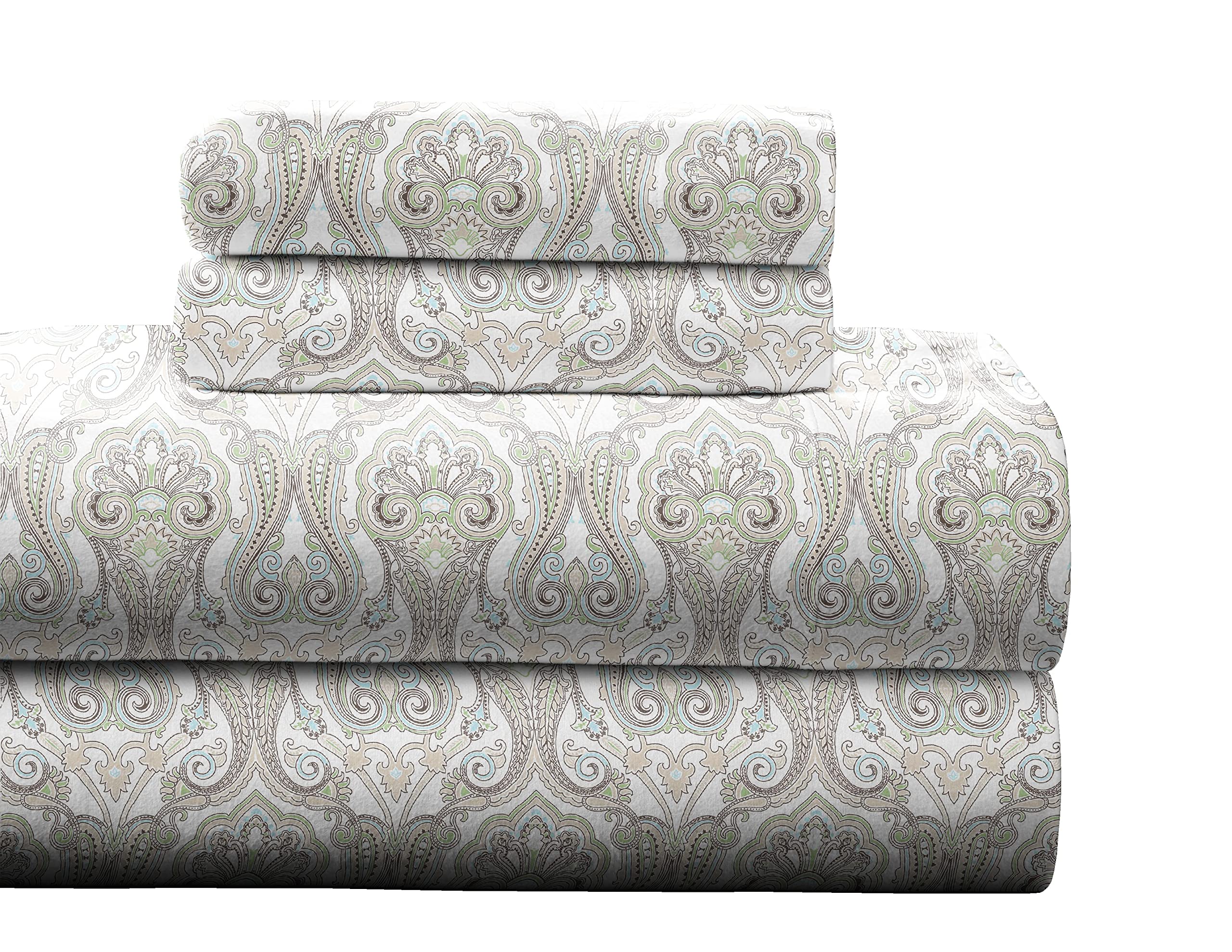 Pointehaven Flannel 170 Gsm Sheet Set,Queen Paisley