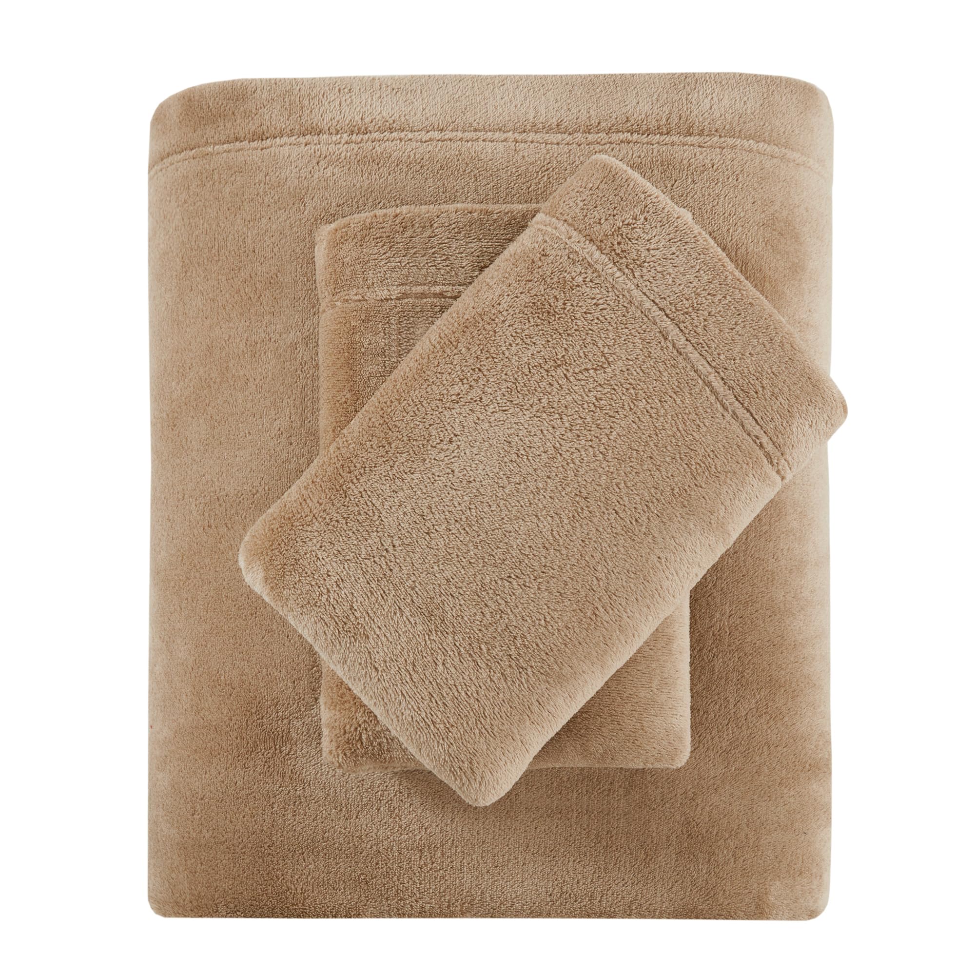 True North By Sleep Philosophy Fleece Sheet Set Queen, Solid Color, Warm & Plush Sheets Soft Fleece Bedding Queen Size Sheets, F