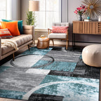 Rugshop Contemporary Abstract Circle Design Soft Area Rug 10' x 14' Gray
