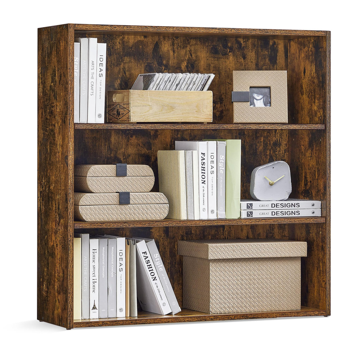 Vasagle Bookshelf, 31.5 Inches Wide, 3-Tier Open Bookcase With Adjustable Storage Shelves, Floor Standing Unit, Rustic Brown Ulbc173X01