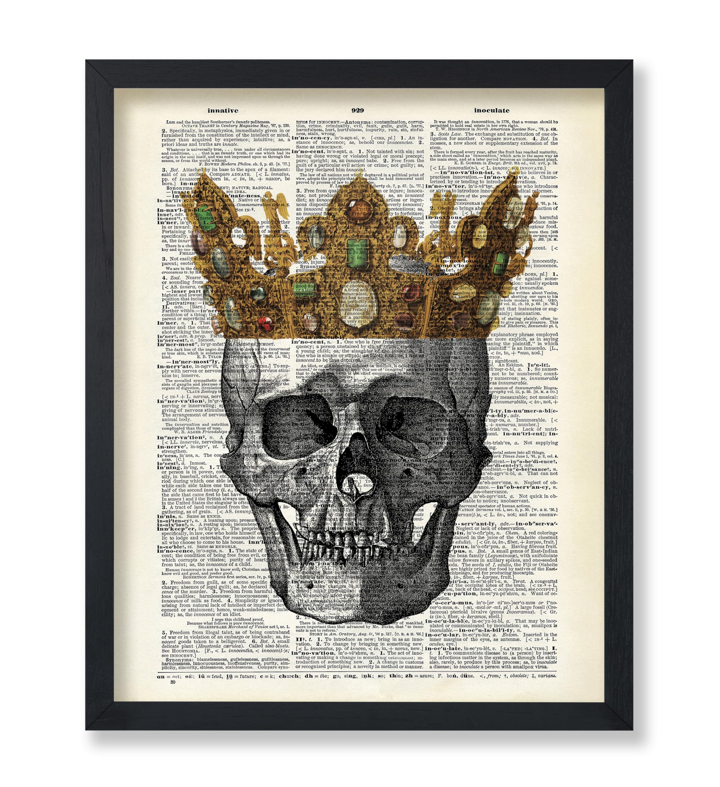 Poster Master Dictionary Art Poster - Crown on Skull Print - Skeleton Art - Anatomy Art - Minimal Gift for Him, Her, Doctor, Nur