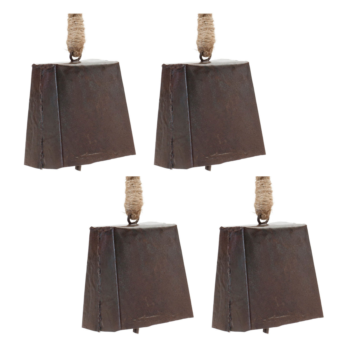 Melrose Iron And Jute Christmas Bell Ornament, 8.5-Inch Height, Holiday Season Decoration