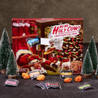 Man Crates Jerky Advent Calendar 2024 - 25 Beef Jerky Bites in Red with "Ho-Ho-Holy Cow" Artwork - Flavors: Orange Habanero, Rootbeer