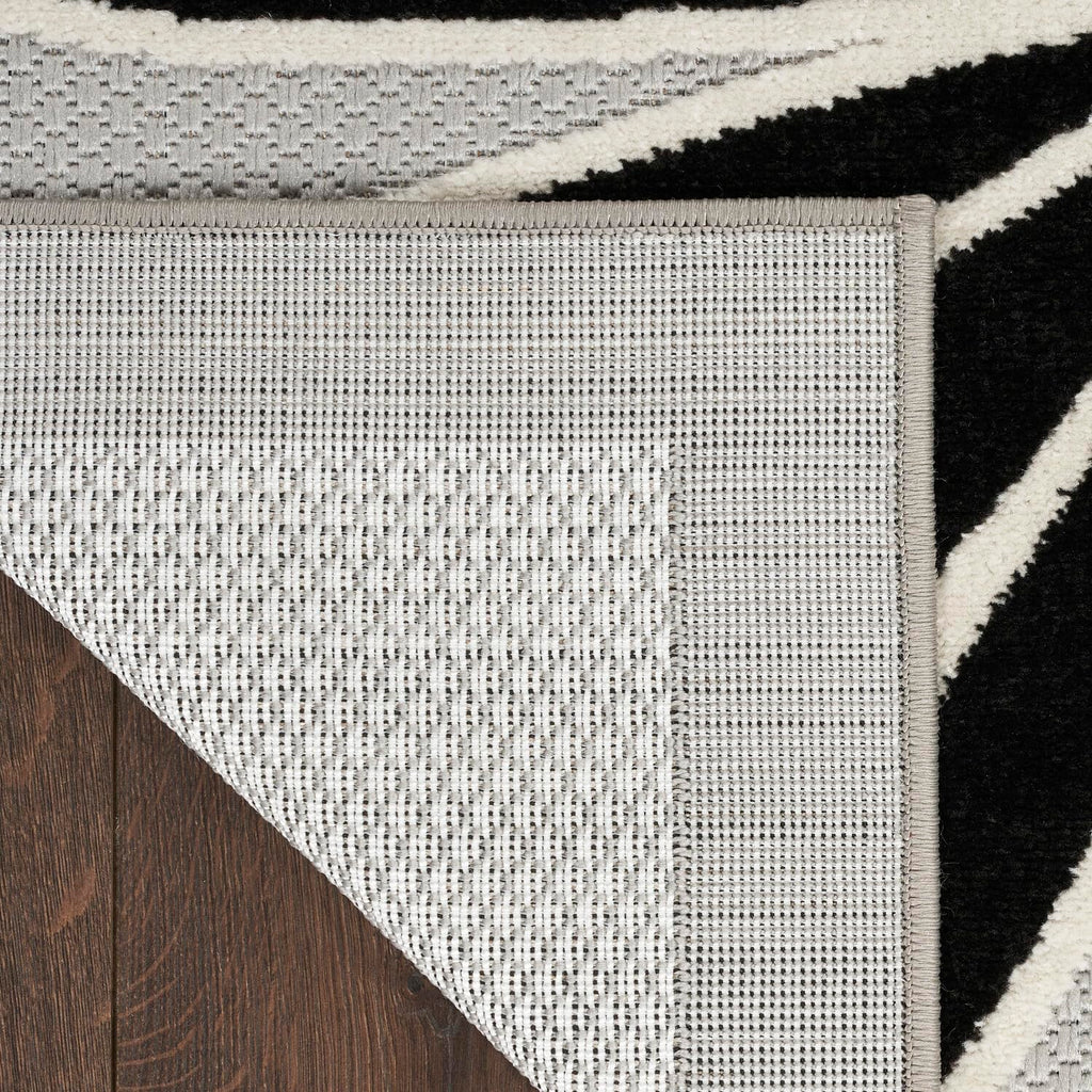 Nourison Aloha Indoor/Outdoor Black White 3'6' X 5'6' Area Rug, Easy Cleaning, Non Shedding, Bed Room, Living Room, Dining Room, Kitchen (4X6)