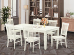 East West Furniture LGWE7-LWH-W 7 Piece Dining Set Consist of a Rectangle Dining Table with Butterfly Leaf and 6 Kitchen Chairs, 42x84 Inch, Linen White