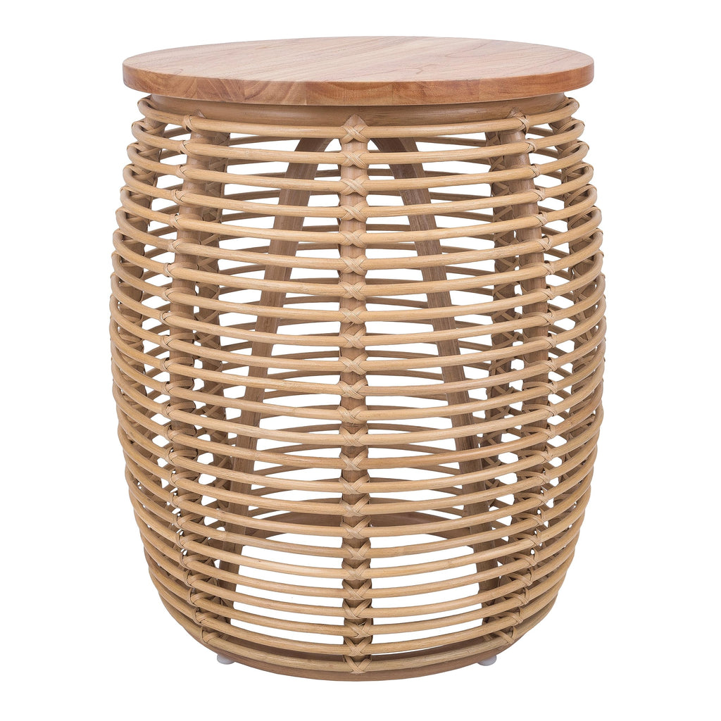 New Pacific Direct Iris Round Rattan End Table, Honey Brown