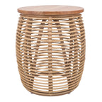 New Pacific Direct Iris Round Rattan End Table, Honey Brown