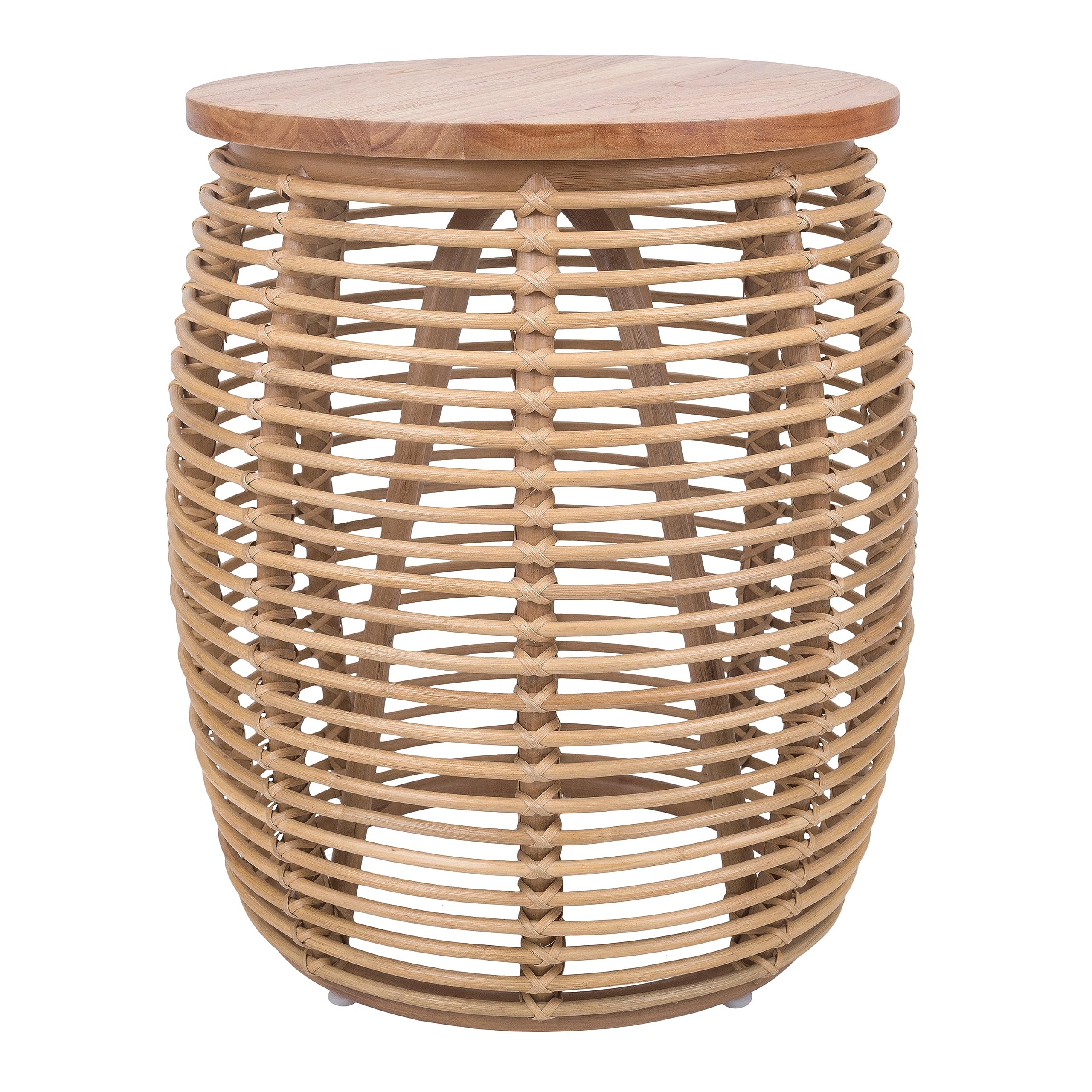 New Pacific Direct Iris Round Rattan End Table, Honey Brown