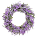 30 Artificial Lavender Floral Spring Wreath with Green Leaves