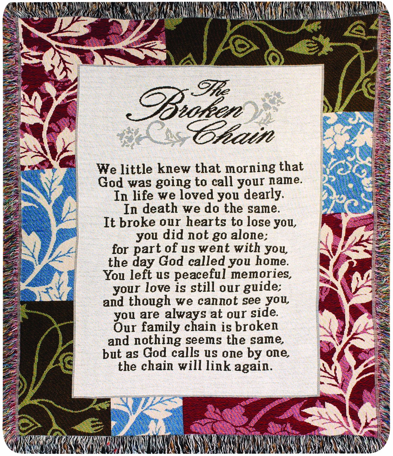 Manual Inspirational Collection 50 x 60-Inch Tapestry Throw, Broken Chain Poem