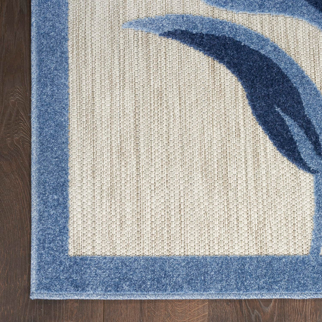 Nourison Aloha Indoor/Outdoor Blue/Grey 7' X 10' Area Rug, Easy Cleaning, Non Shedding, Bed Room, Living Room, Dining Room, Kitchen (7X10)