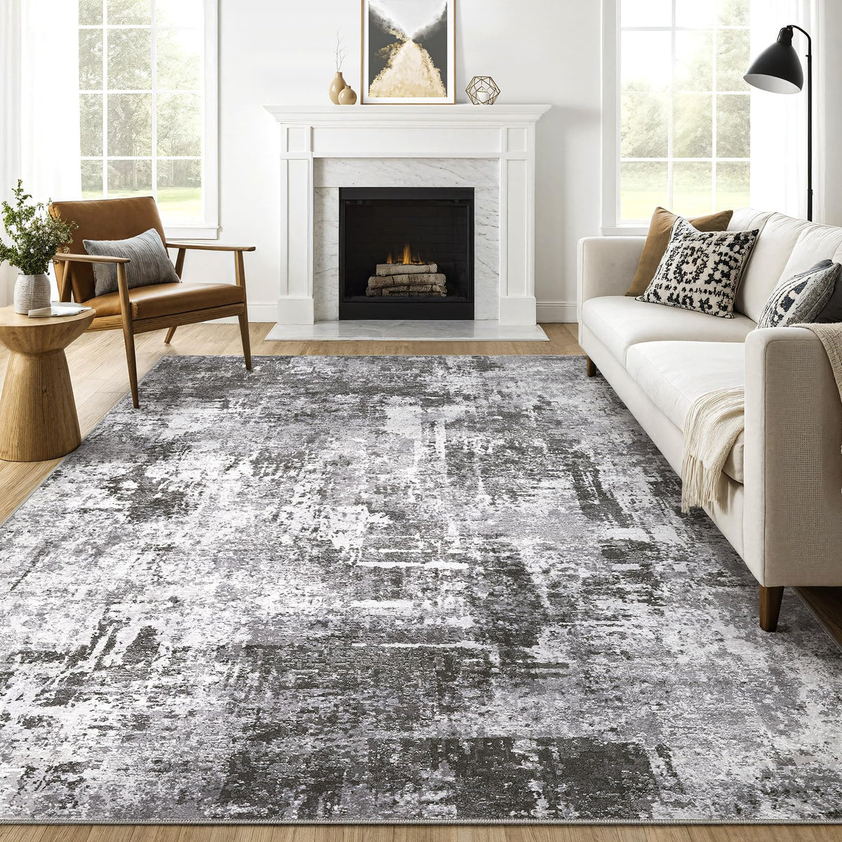 8x10 Area Rugs Living Room: Washable Large Abstract Modern Soft Rug Stain Resistant Indoor Floor Non Slip Accent Carpet for Bedr