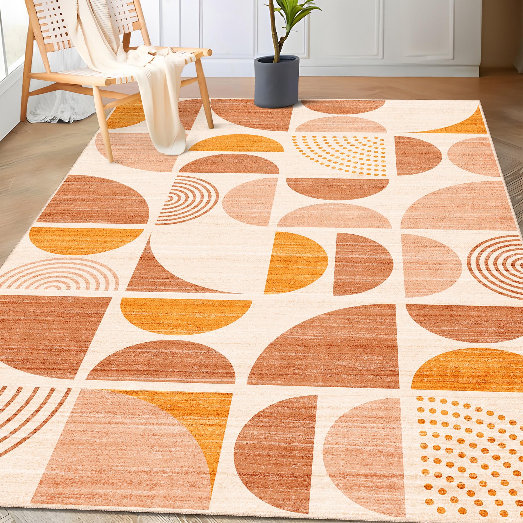 MUJOO Boho Rug Washable,3x5 Area Rugs for Bedroom Entryway Living Room Bedside,Small Throw Floor Carpet Non Slip Soft Indoor Mod