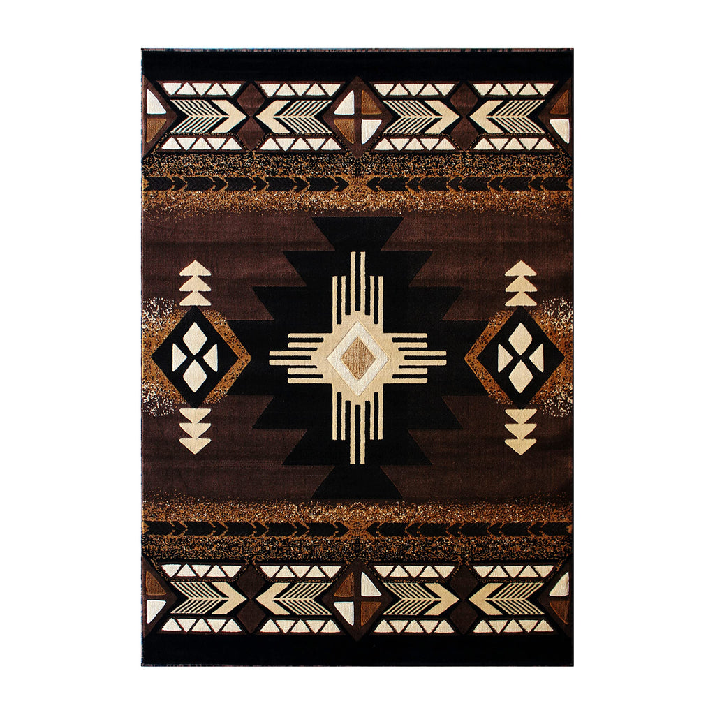 Flash Furniture Mohave Traditional Southwestern Style Area Rug - Rustic Chocolate Accent Rug - 8' X 10' - Olefin Fibers With Jute Backing