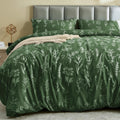 Muxhomo Duvet Cover King Size, Reversible Floral Dark Green Duvet Cover Set With Zipper Closure, 3 Pieces Botanical Patterns Sof
