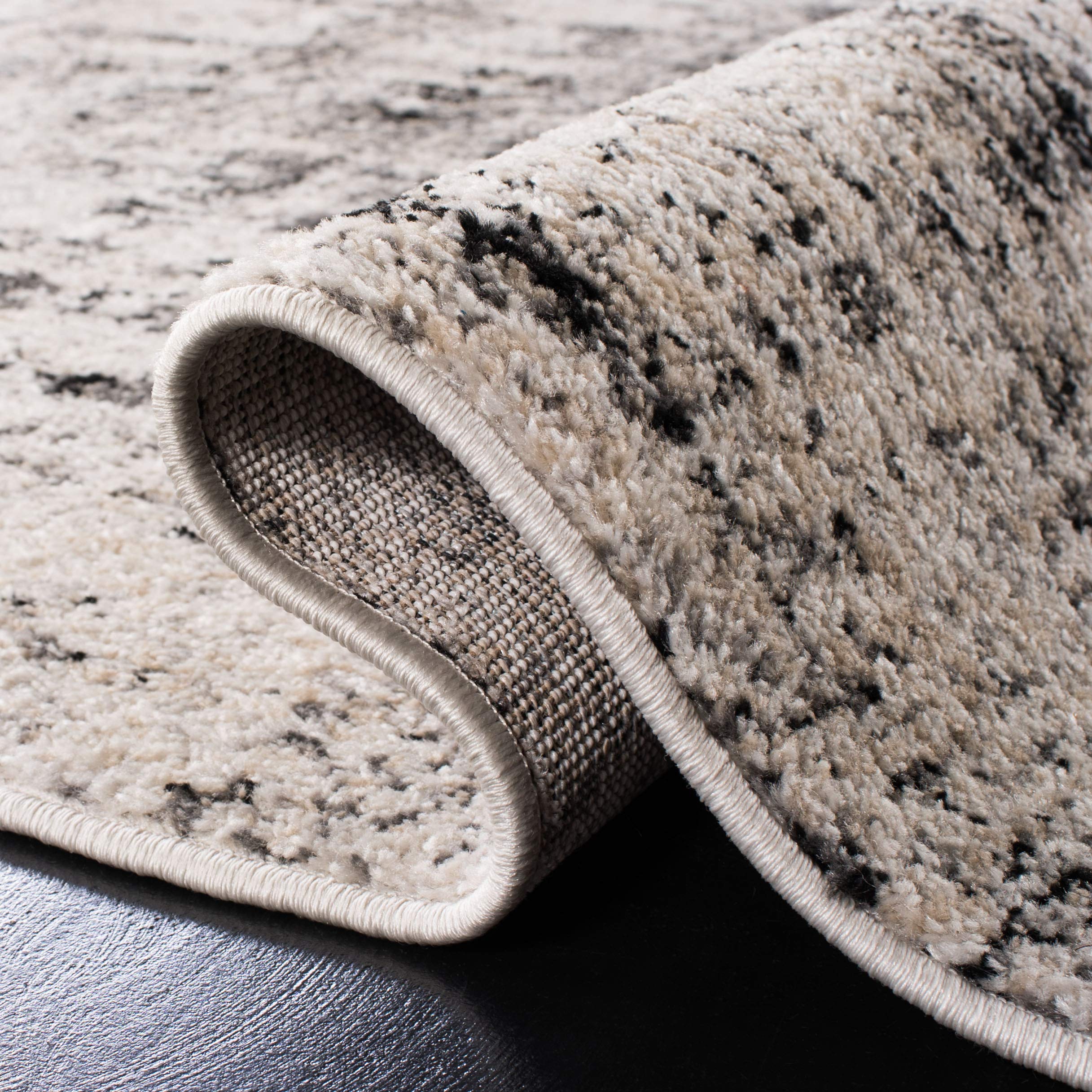 Safavieh Adirondack Collection Runner Rug - 2'6'' X 12', Silver & Black, Modern Abstract Design, Non-Shedding & Easy Care, Ideal