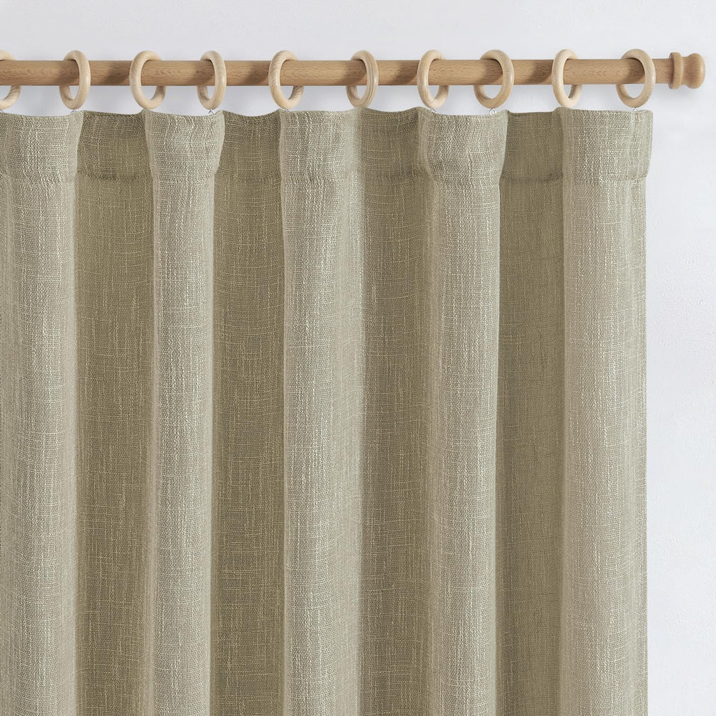 jinchan Burlap Look Curtains 90 Inches Long Linen Textured Curtains for Living Room Light Filtering Farmhouse Curtains Rod Pocke