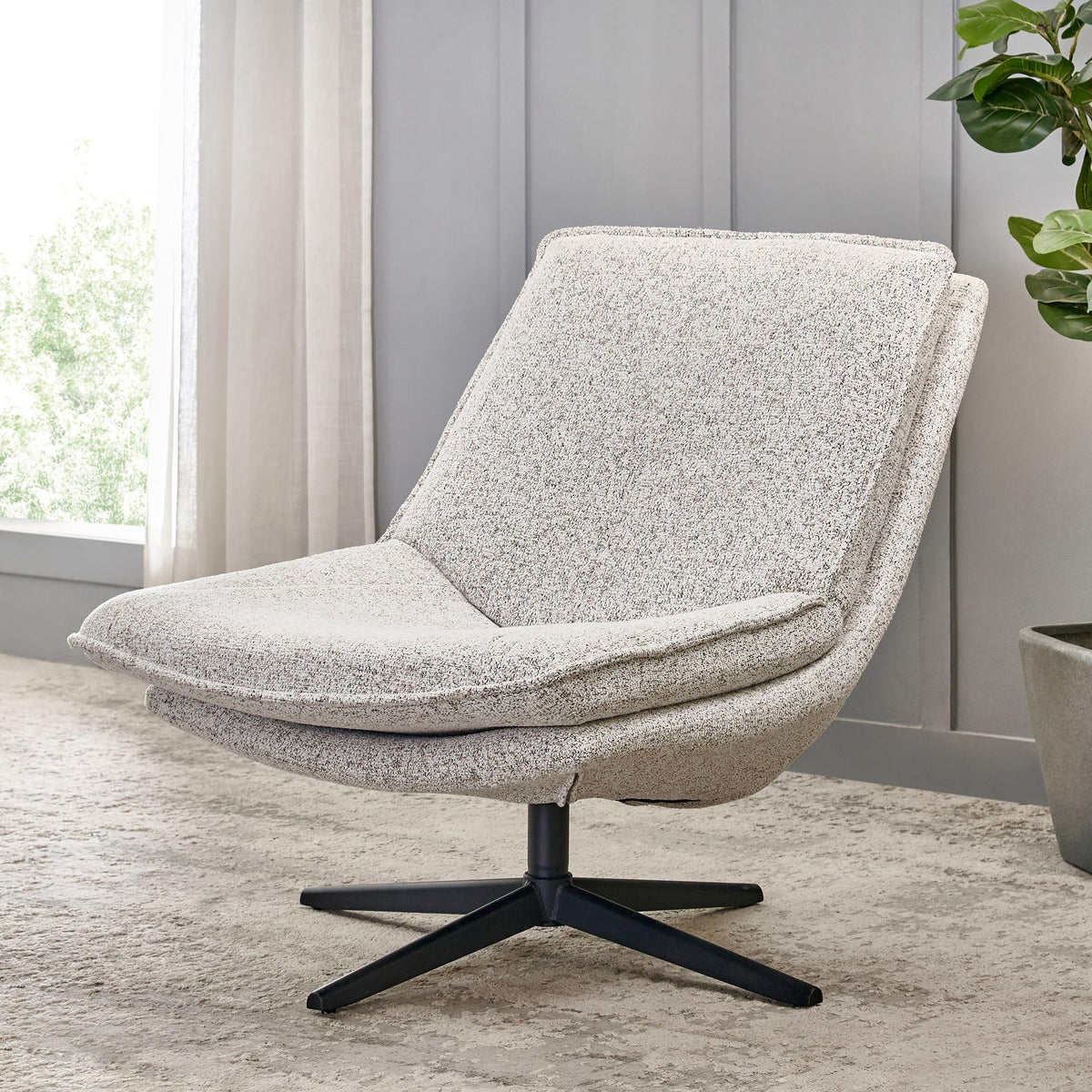 Home Centre | Sterling Swivel | Accent Chair For Living Room | Metal | Grey | 1 Year Warranty
