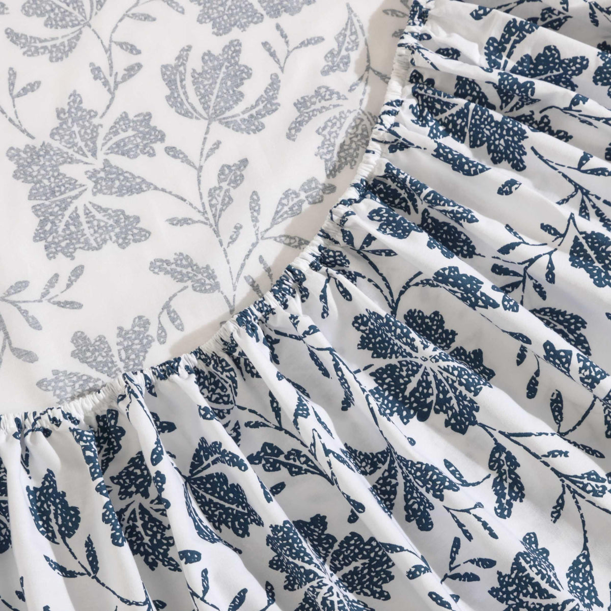 Eddie Bauer - King Sheet Set, Premium Cotton Percale Bedding Set, Floral Home Decor, Oeko-Tex Certified (Woodblock Floral Blue, King)