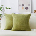 Home Brilliant Set Of 2 Green Pillow Covers Euro Pillow Shams 26X26 Striped Velvet Corduroy Autumn Decorative Europe Sham Throw