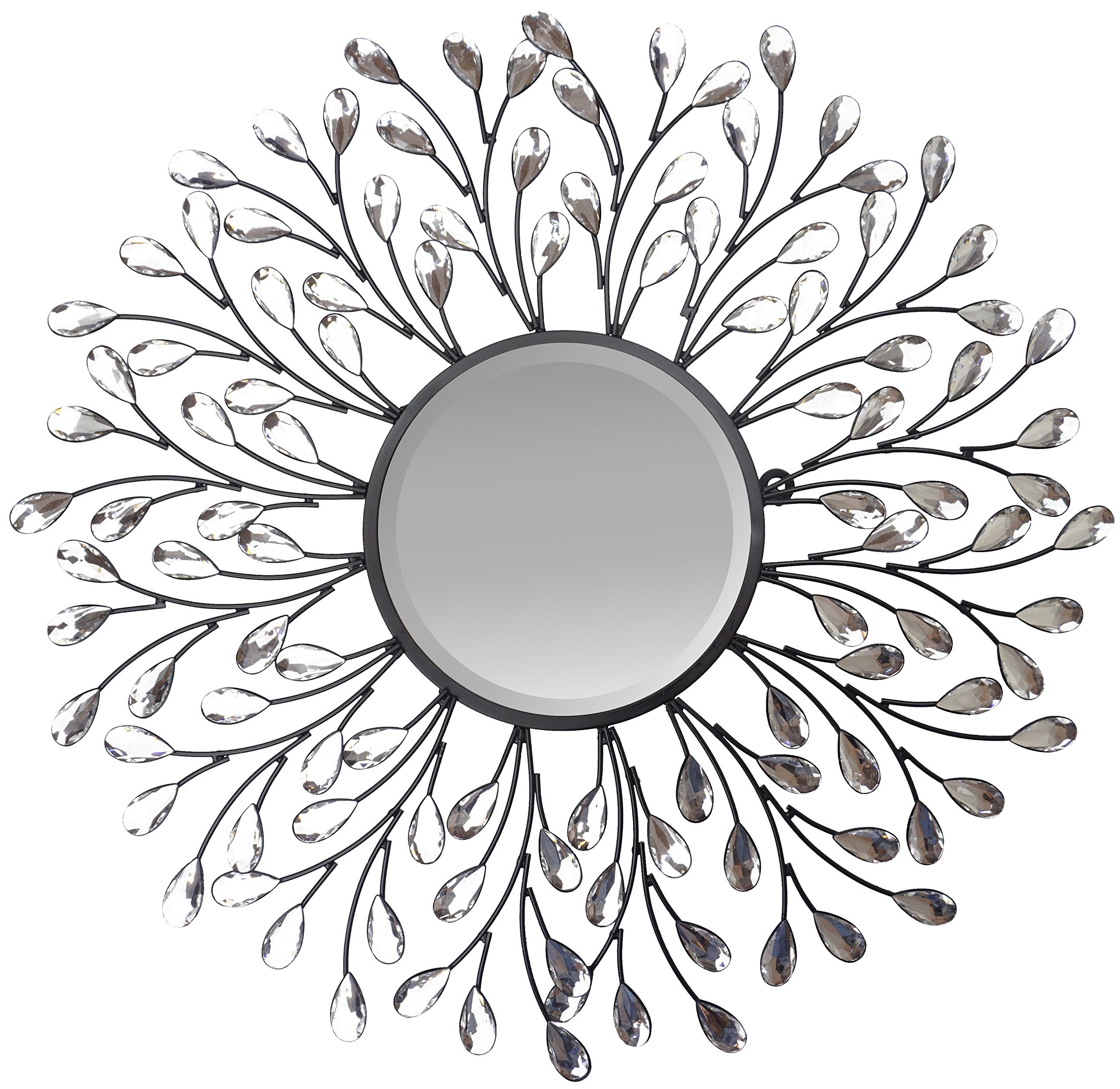 Lulu Decor, Decorative Crystal Metal Vine Wall Mirror, Beveled Mirror, Frame Measures 24, Mirror Measures 11, Perfect for Housew