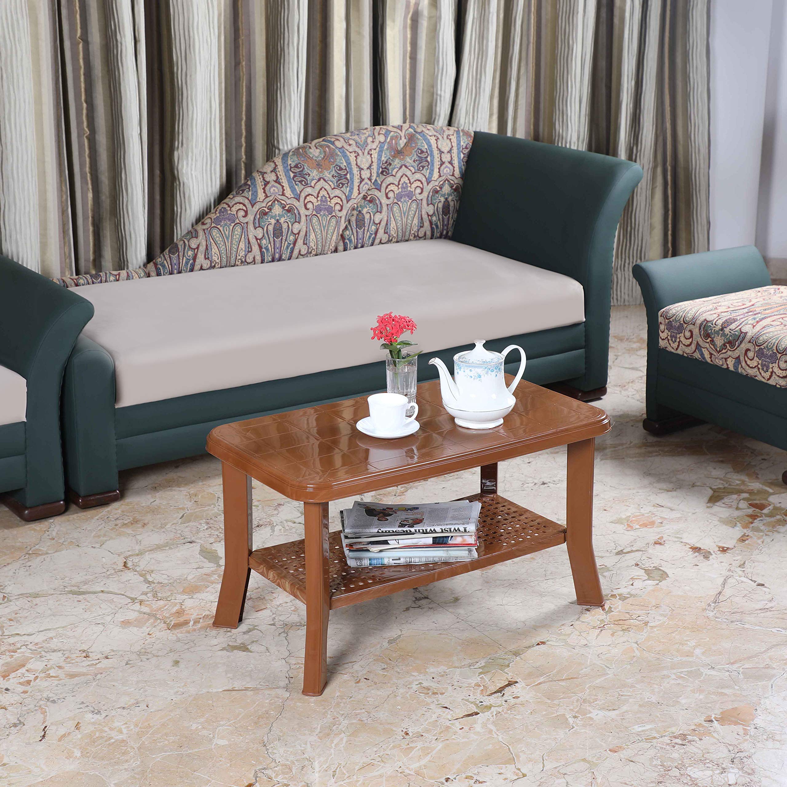 Cello Oasis Coffee Table/Tea Table/Teapoy For Living Room, Home, Drawing Room, Outdoor| 3 Year Warranty | Sadalwood Brown Colour