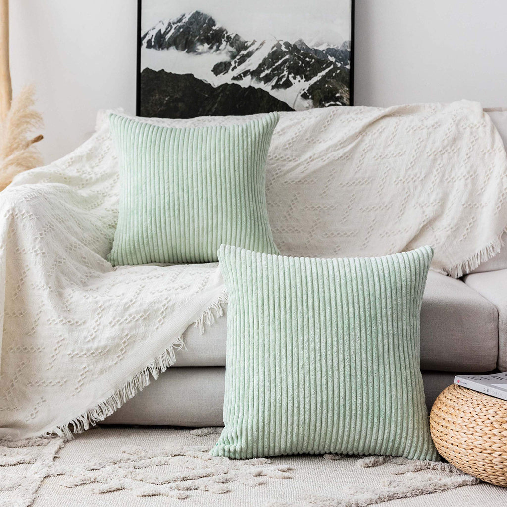 Home Brilliant Decorative Pillow Covers For Couch Set Of 2 Throw Pillow Covers Sofa Bench Sage Green, 40Cm, 16 X 16 Inch, Mint