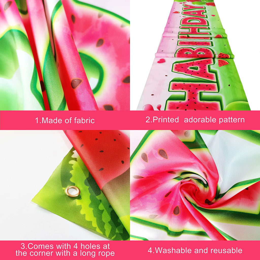 Katchon, Large Watermelon Birthday Banner - 120X20 Inch | One In A Melon Party Decorations | Watermelon Yard Banner, Watermelon