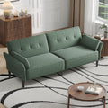COPIAE 89    Futon Sofa Bed, Linen Comfy Futon Couch Bed with 2 Square Pillows, Convertible Sleeper Sofa with Adjustable Backres