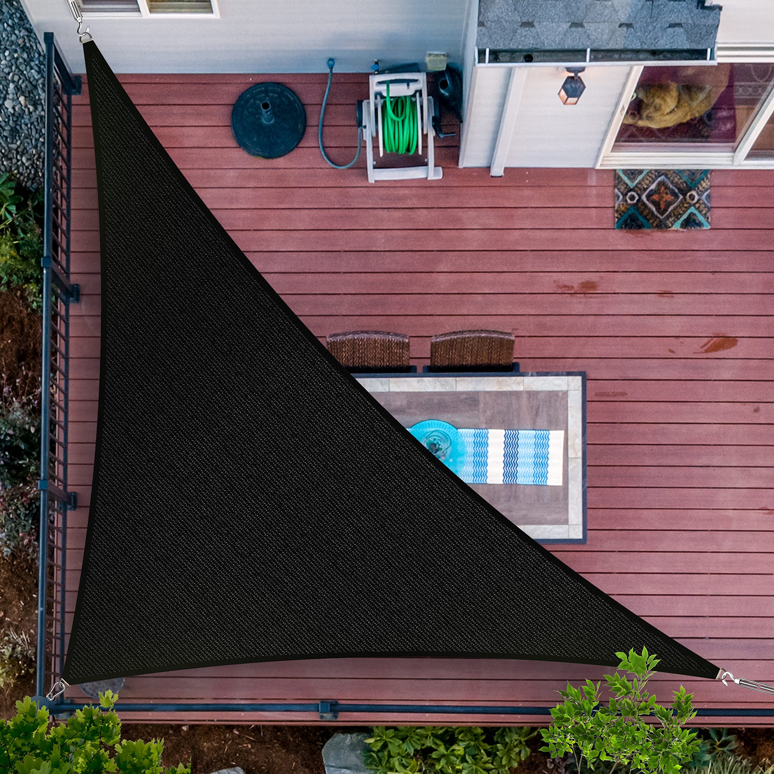 Shademart 6' X 10' X 11.7' Black Sun Shade Sail Right Triangle Smslt Canopy Fabric Cloth Screen, Water Air Permeable & Uv Resist