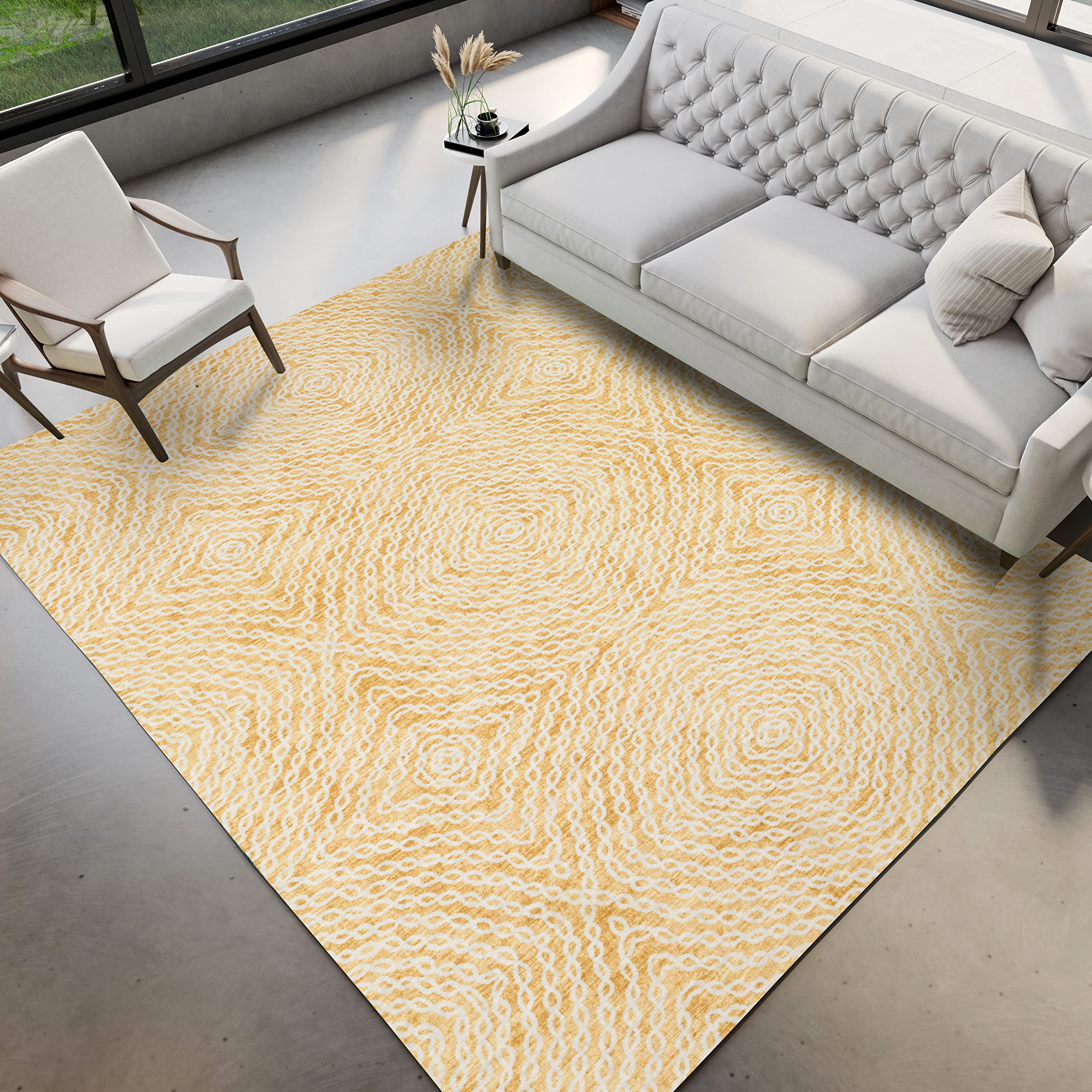 Dalyn Rugs Brisbane Br3 Geometric Chain Links Gold 5' X 7'6"