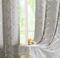 Purainbow Grey Blackout Curtain Panels For Bedroom 84' Gold Foil Moroccan Metallic Print Energy Efficient Drapes For Bedroom Li