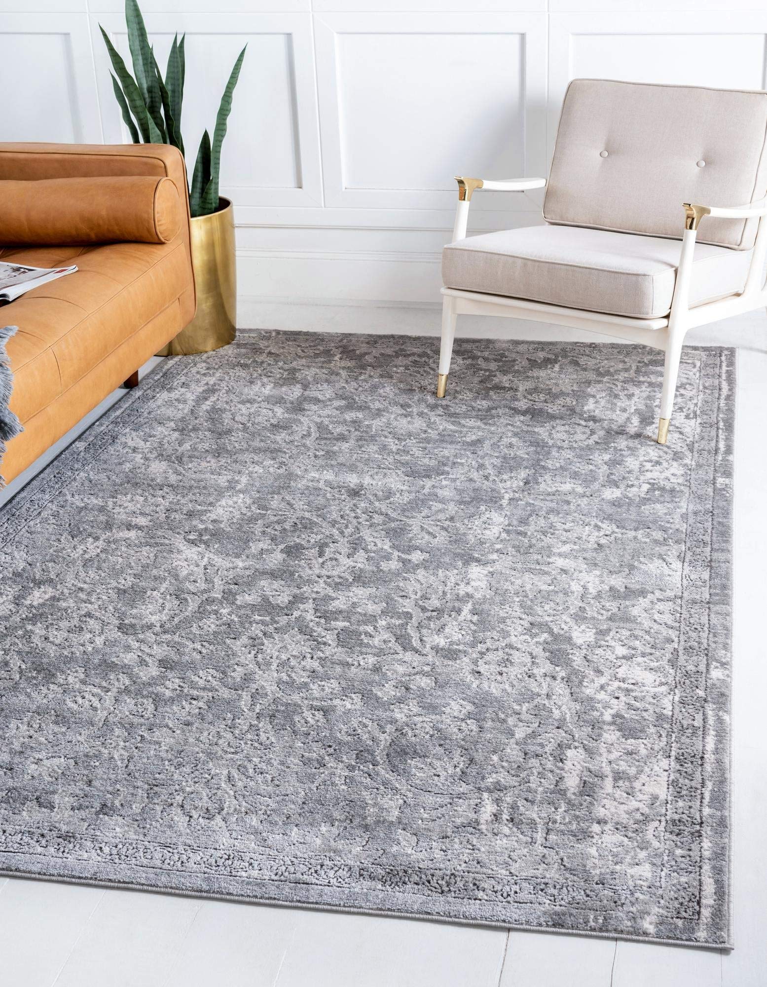 Rugs.com Oregon Collection Rug - 5 x 8 Gray Low-Pile Rug Perfect for Living Rooms, Large Dining Rooms, Open Floorplans