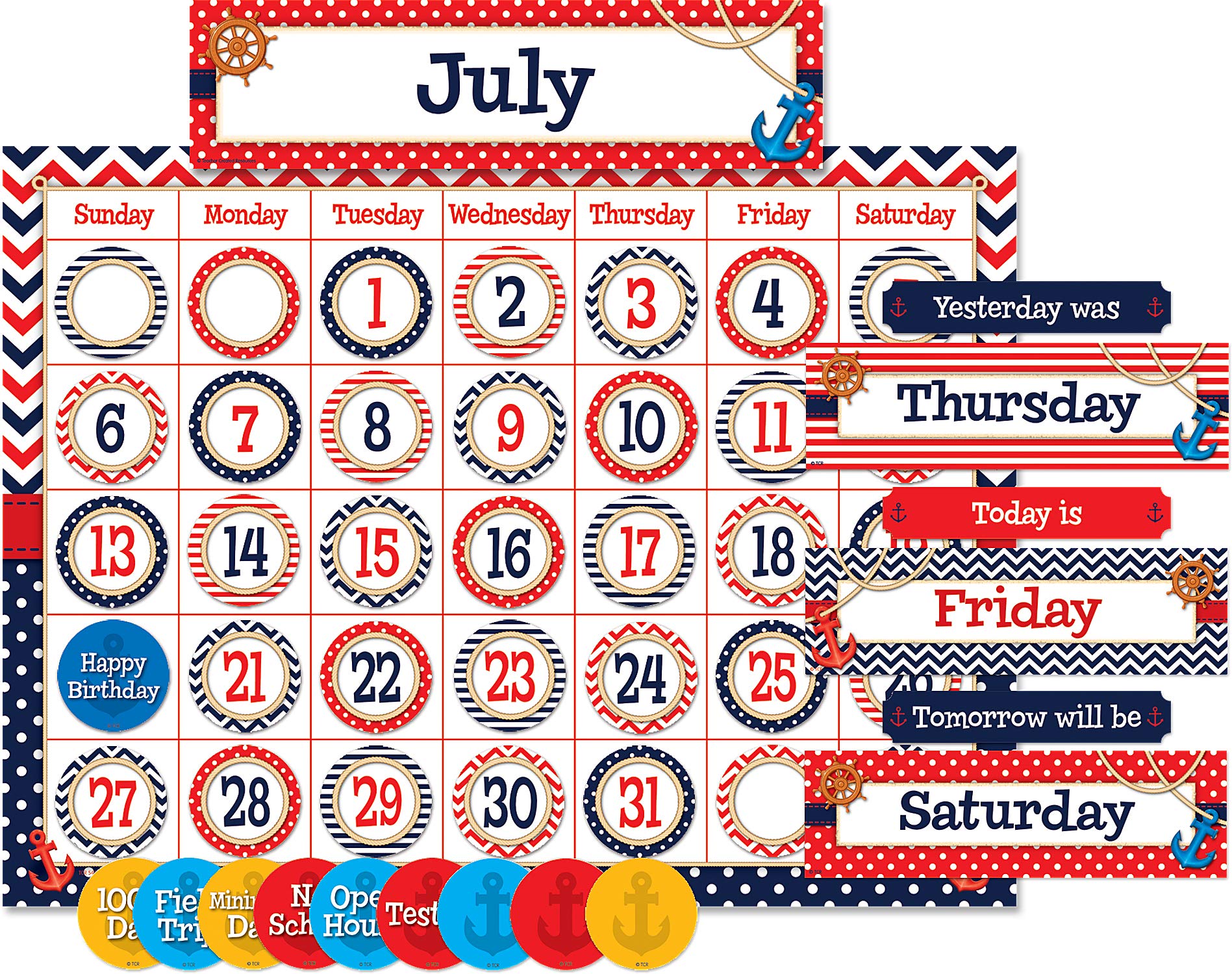 Teacher Created Resources Nautical Calendar Bulletin Board Display Set