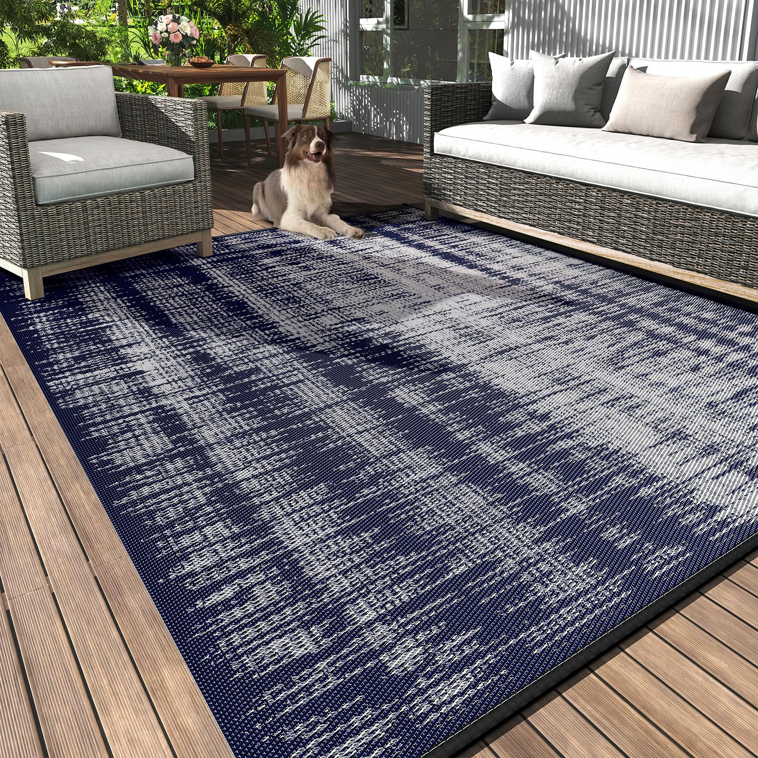 Montvoo Outdoor Rug Waterproof 6X9 Ft Outdoor Carpet Patio Rug Mat Reversible Rv Camping Rug Plastic Straw Outside Rug For Balco