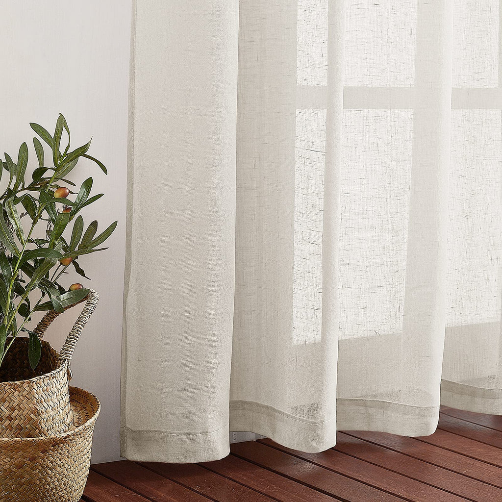 Nicetown Semi Sheer Curtains Linen Blend Extra Wide For Sliding Glass Door, Grommet Top Privacy With Light Filtering Vertical Wi
