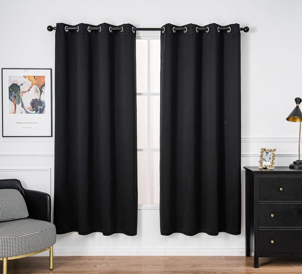 Pi Blackout Curtains 84 Inches Length,Grommet Doorway Privacy Thermal Insulated Room Darkening Light Blocking Vertical Curtains For Living Room/Bedroom/Sliding Door/Patio 1 Panel (Black,W52Xl84)